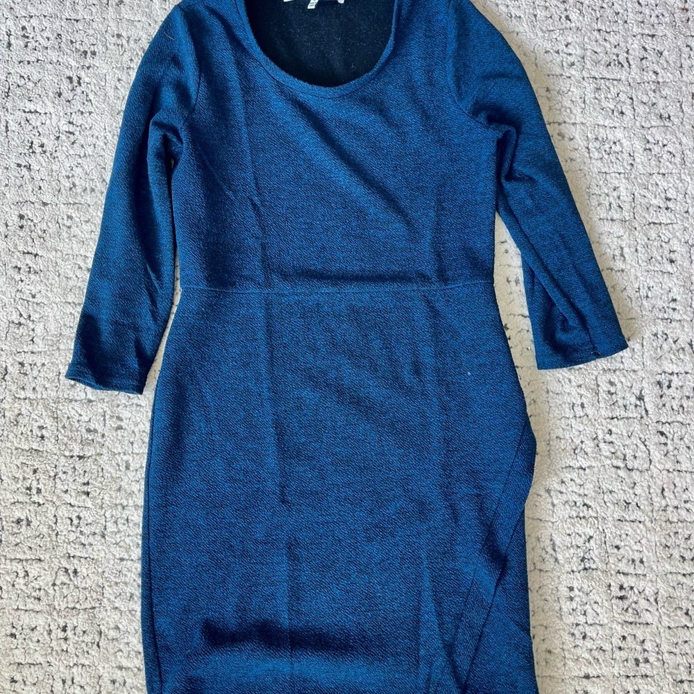 Collective Concepts Blue Sheath Dress with Cuffed Long Sleeves​